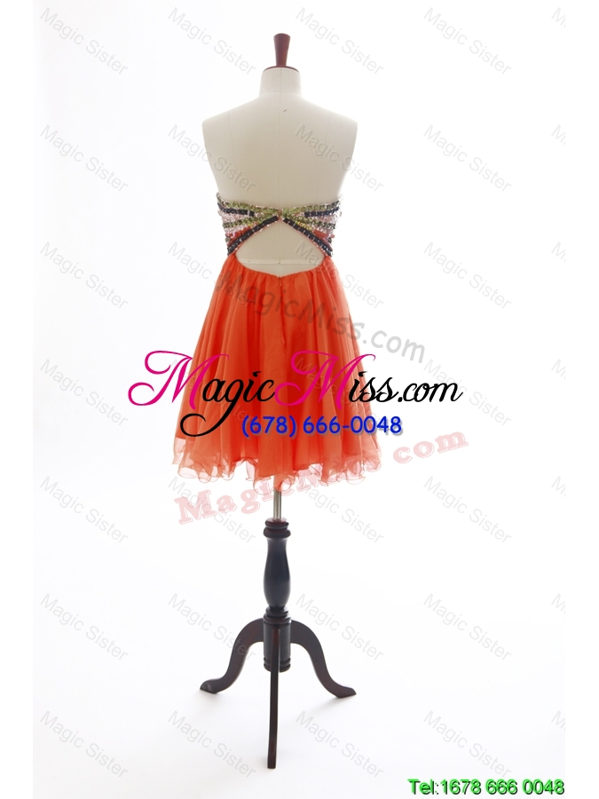 wholesale the brand new beading orange red short prom dress for 2016