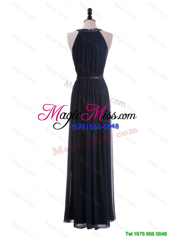 wholesale new style custom made empire halter top prom dresses with belt
