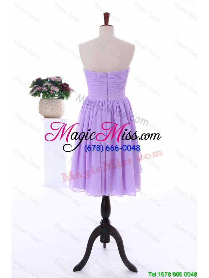 wholesale unique empire prom dresses with ruching in lavender