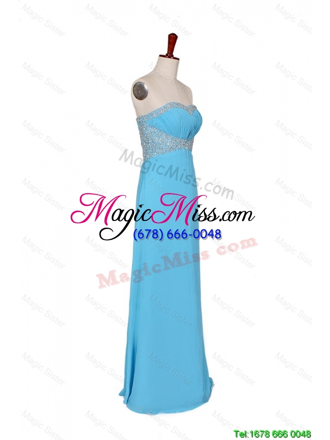 wholesale unique empire strapless prom dresses with beading in baby blue