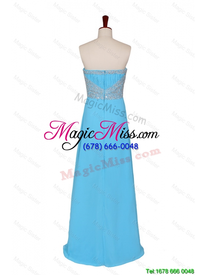 wholesale unique empire strapless prom dresses with beading in baby blue
