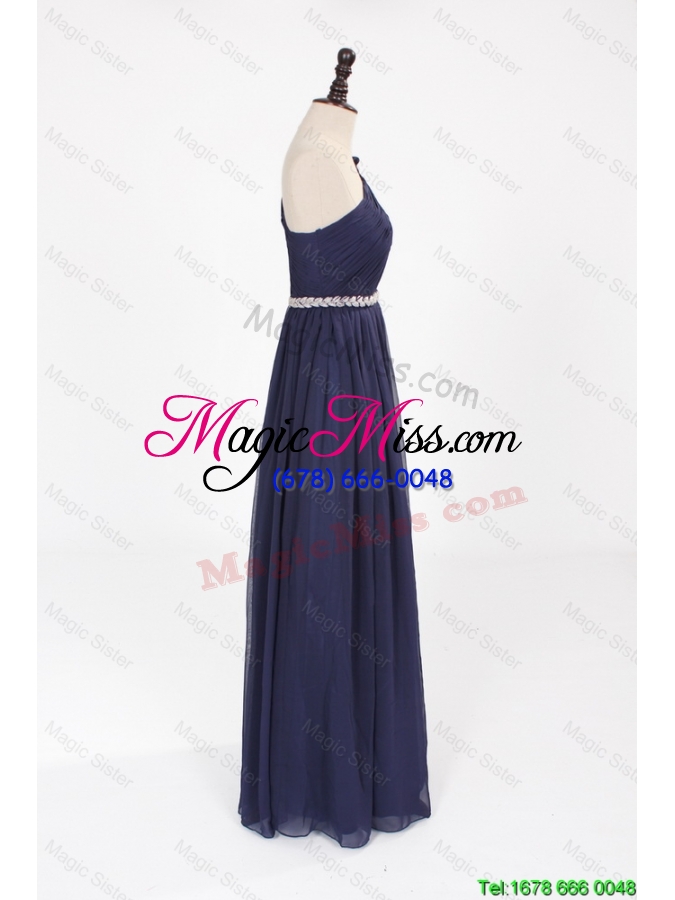 wholesale new style comfortable empire asymmetrical beaded prom dresses with belt