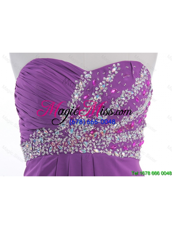 wholesale elegant discount fashionable beaded court train prom dresses in eggplant purple