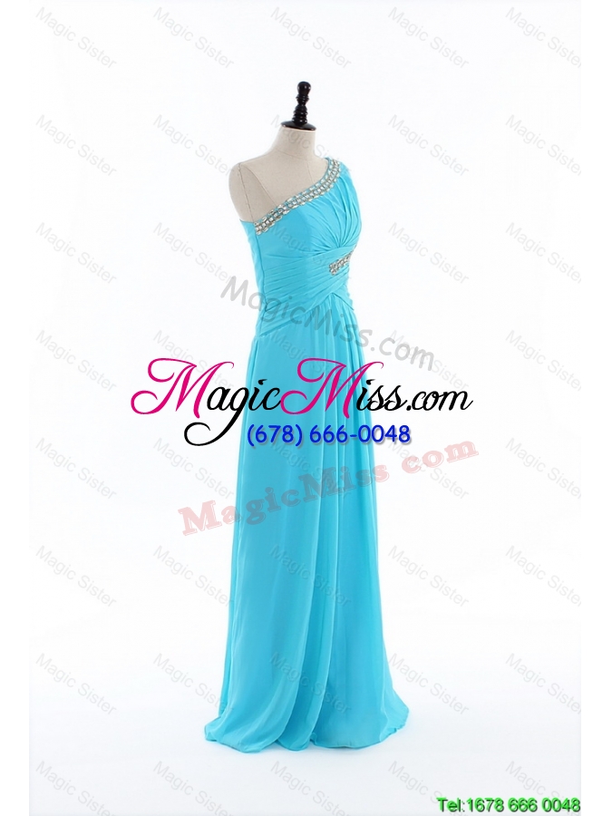 wholesale gorgeous brand new 2016 beading and ruching aqua blue prom dresses