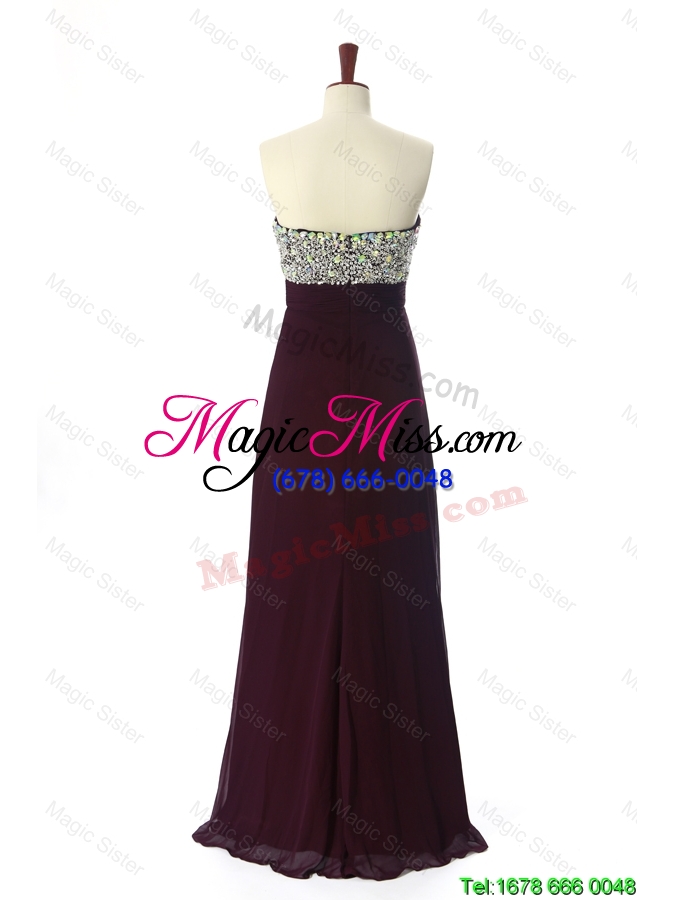 wholesale discount perfect 2016 sweep train brown prom dresses with beading