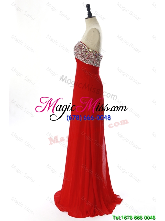 wholesale exclusive 2016 winter beading red prom dresses with sweep train