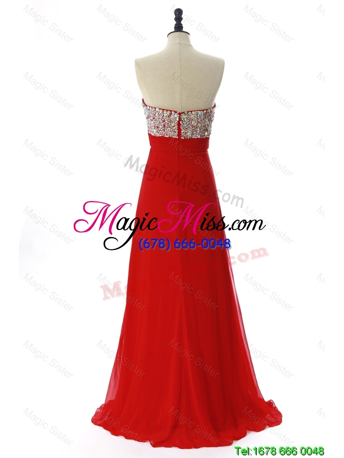 wholesale exclusive 2016 winter beading red prom dresses with sweep train