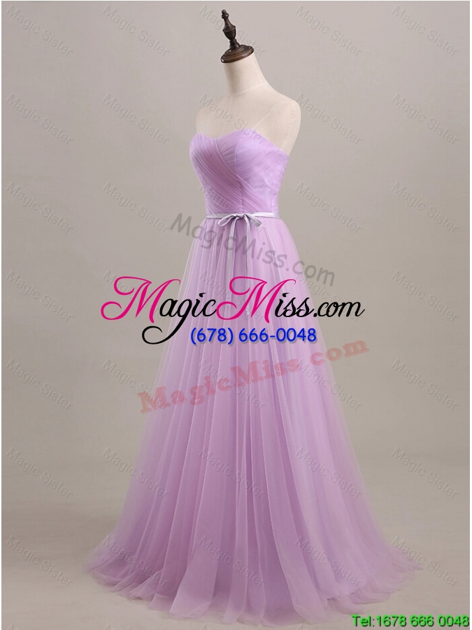 wholesale discount beautiful sweetheart lilac long prom dresses with sweep train