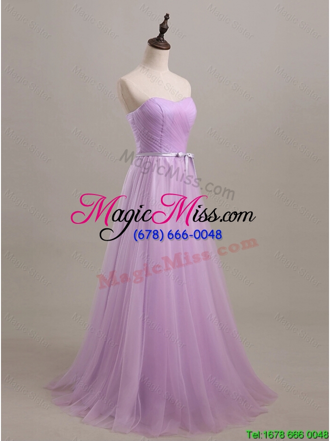 wholesale discount beautiful sweetheart lilac long prom dresses with sweep train