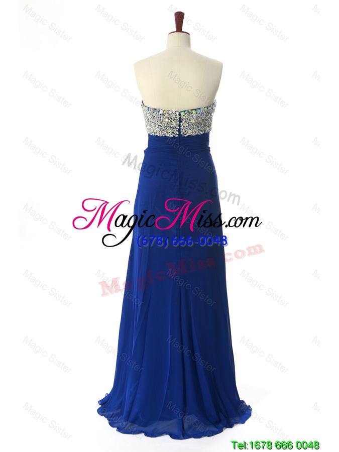 wholesale perfect 2016 beading sweep train prom dresses in royal blue