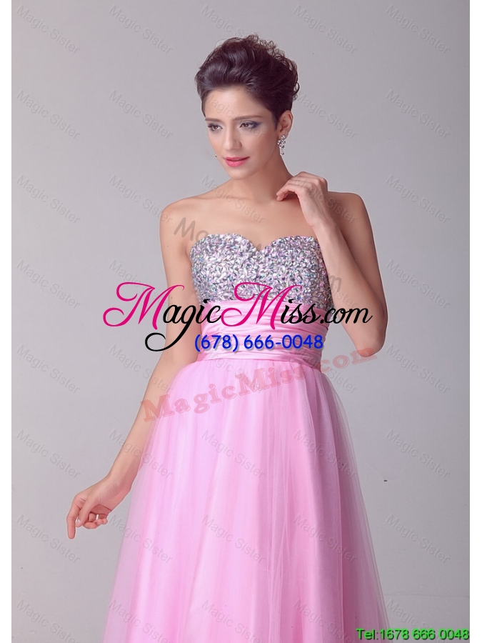 wholesale pretty princess sweetheart rose pink prom dresses with brush train