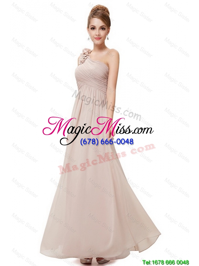 wholesale beautiful ruched champagne prom dresses with one shoulder