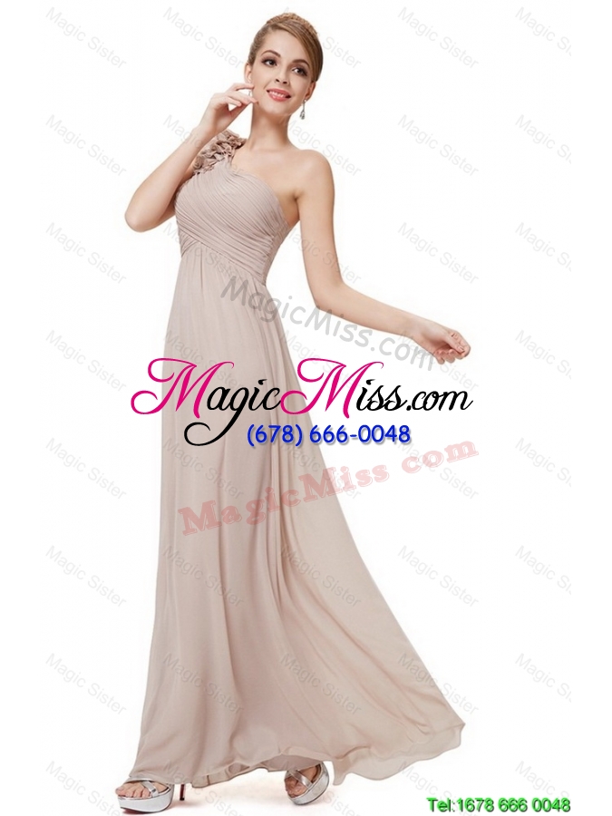 wholesale beautiful ruched champagne prom dresses with one shoulder