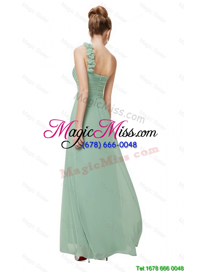wholesale classical one shoulder prom dresses with hand made flowers