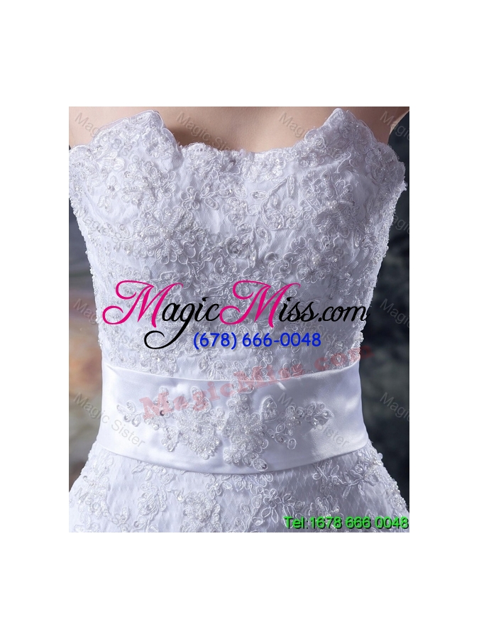 wholesale 2016 custom made mermaid strapless lace wedding dresses with appliques