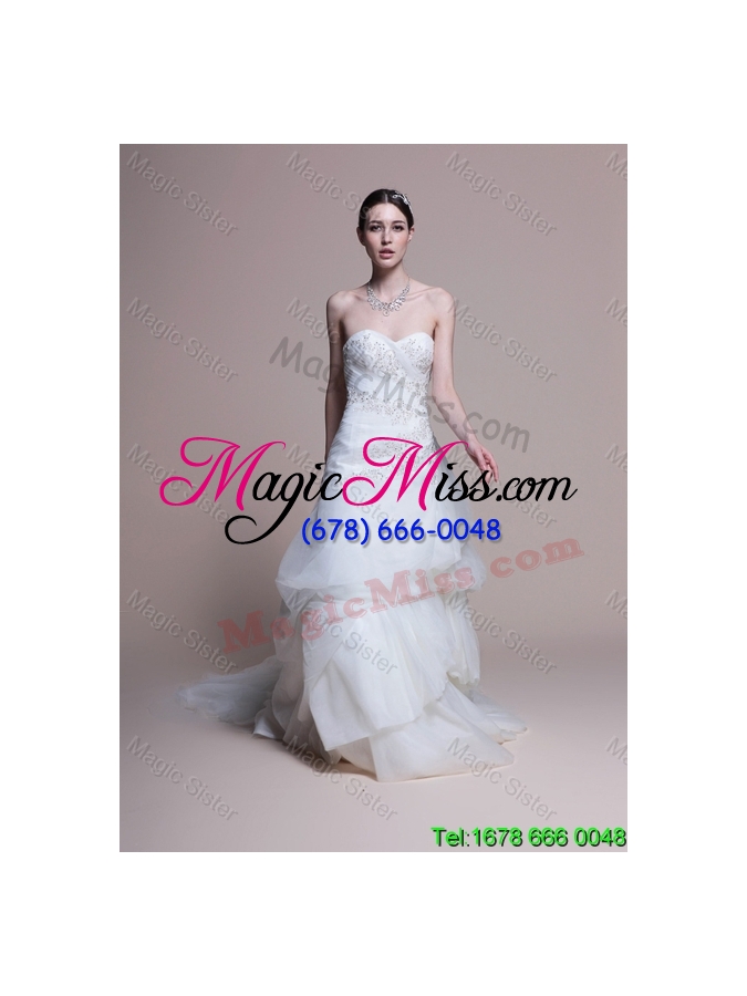 wholesale 2016 spring perfect a line sweetheart court train wedding dresses