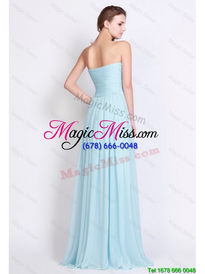 wholesale popular new style light blue brush train prom dresses with side zipper