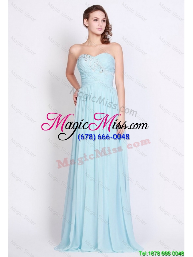 wholesale popular new style light blue brush train prom dresses with side zipper