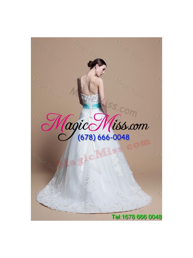 wholesale 2016 romantic a line sweetheart appliques wedding dresses with belt