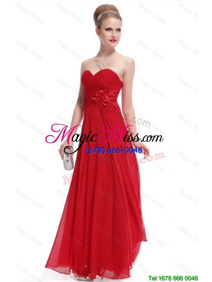 wholesale gorgeous sweetheart ruched red prom dresses with appliques