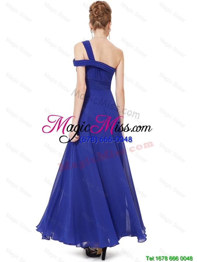 wholesale beautiful beaded one shoulder prom dresses in blue