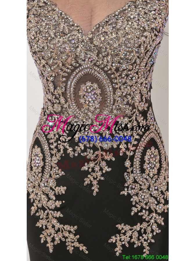 wholesale discount gorgeous mermaid appliques and beaded prom dresses in black