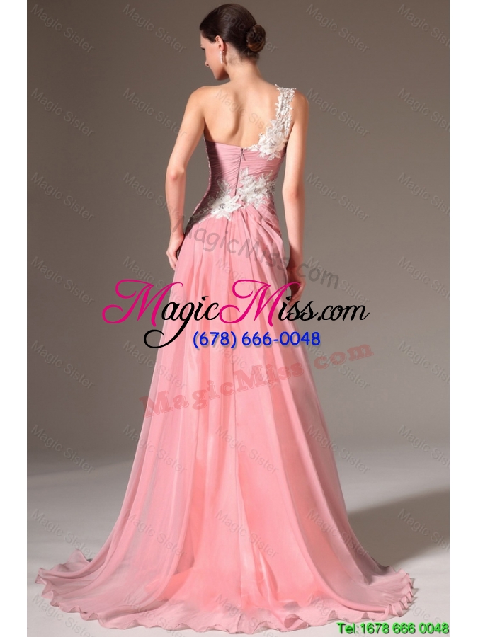wholesale classical empire one shoulder prom dresses with appliques for 2016