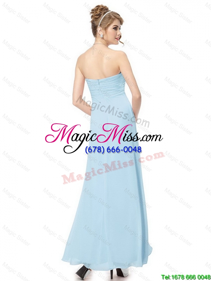 wholesale cheap ankle length sweetheart prom dresses in light blue
