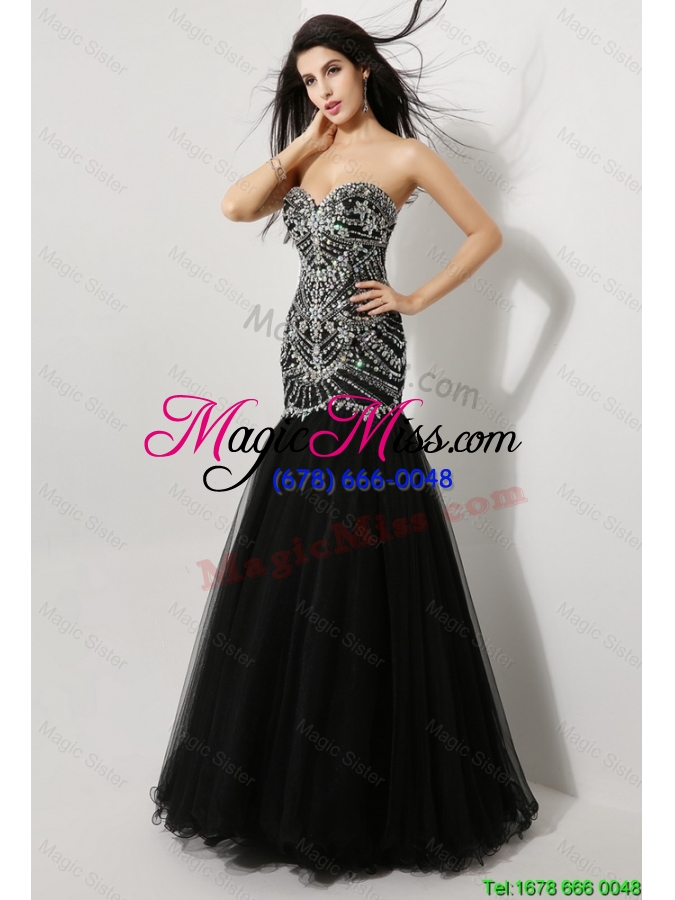 wholesale luxurious mermaid sweetheart beaded prom dresses in black