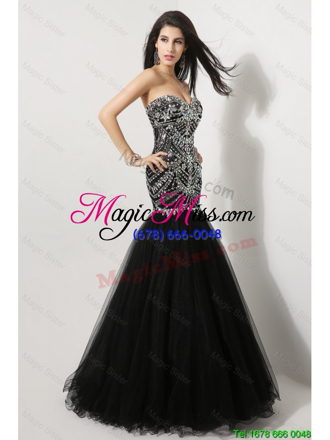 wholesale luxurious mermaid sweetheart beaded prom dresses in black