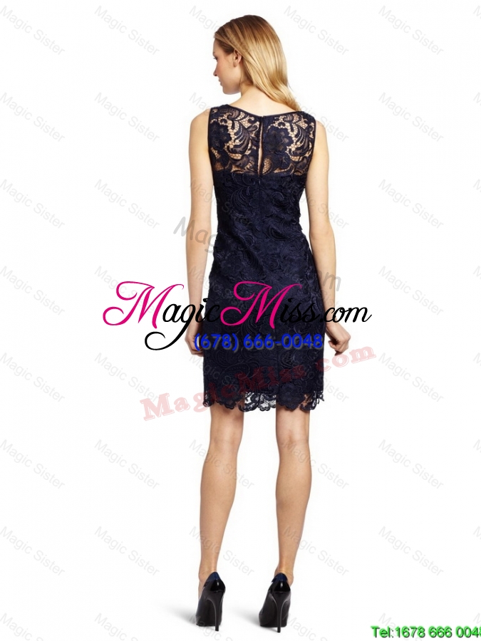 wholesale gorgeous lovely perfect column bateau laced prom dresses in black for 2016