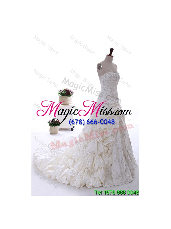 wholesale most popular beading and embroidery court train wedding dresses for 2016 spring
