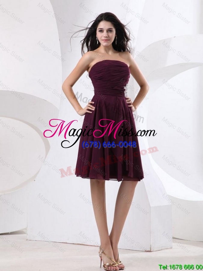 wholesale luxurious strapless brown short prom dress with appliques
