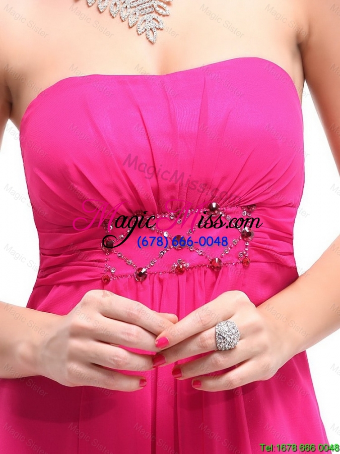 wholesale new arrivals hot sale popular ankle length hot pink prom dresses with beading