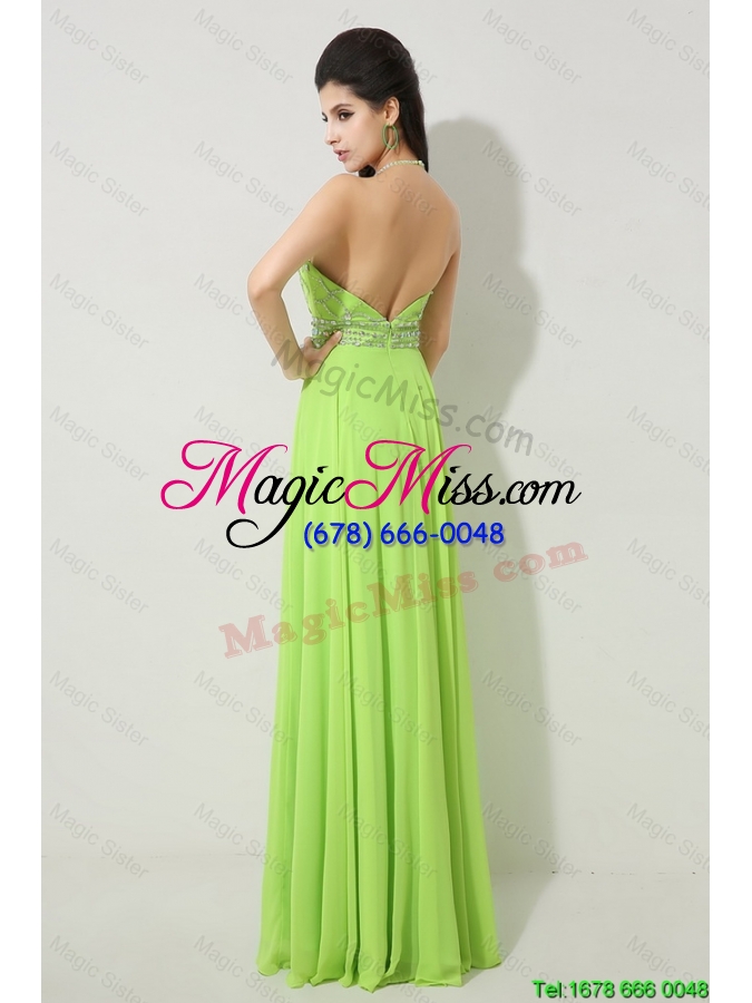 wholesale pretty halter top beaded prom dresses in spring green