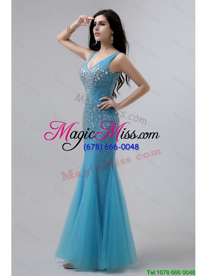 wholesale luxurious mermaid beaded prom dresses with v neck