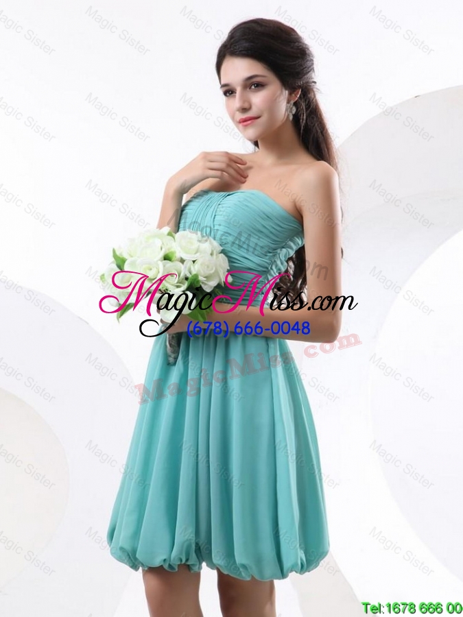 wholesale most popular mini length aqua blue prom dresses with strapless