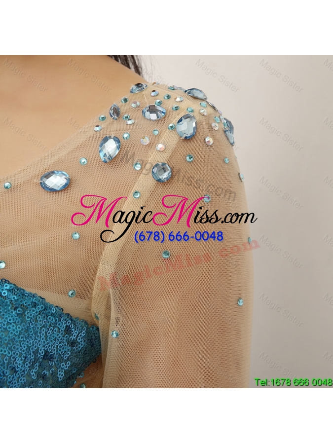 wholesale luxurious sequined multi color prom dresses with long sleeve
