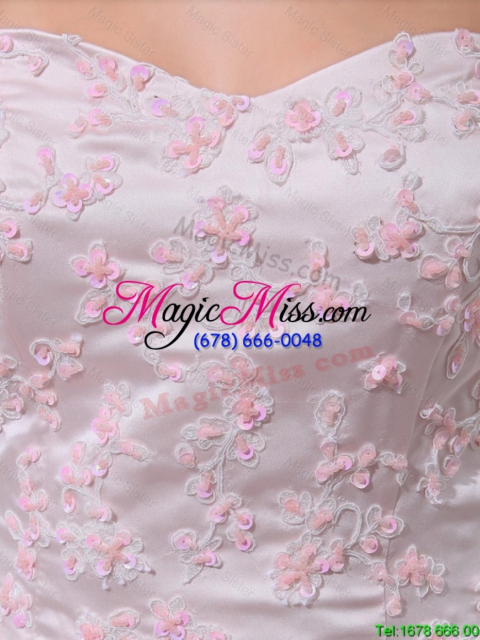wholesale new arrivals hot sale wonderful sweetheart baby pink prom dresses with sequins and ruffled layers