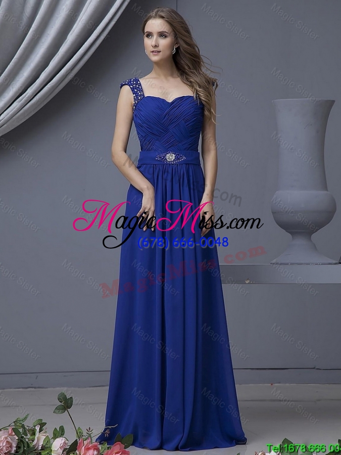 wholesale 2016 perfect straps beading long prom dresses in royal blue