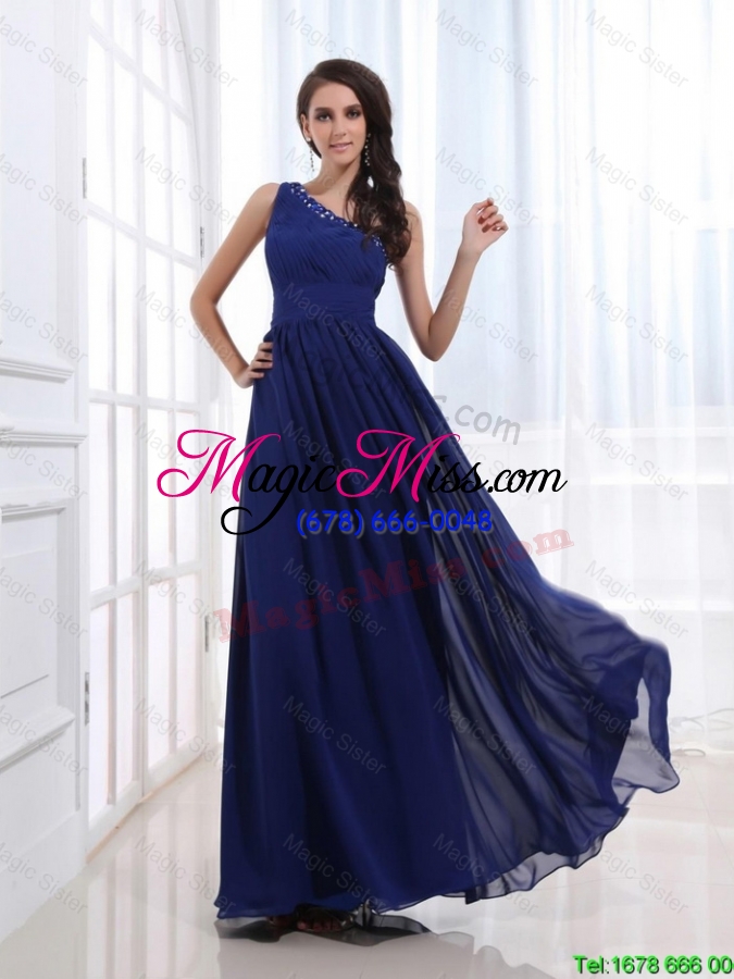 wholesale fashionable empire one shoulder prom gowns with beading