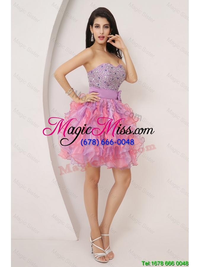 wholesale pretty sweetheart bowknot and beaded short prom gowns in multi color