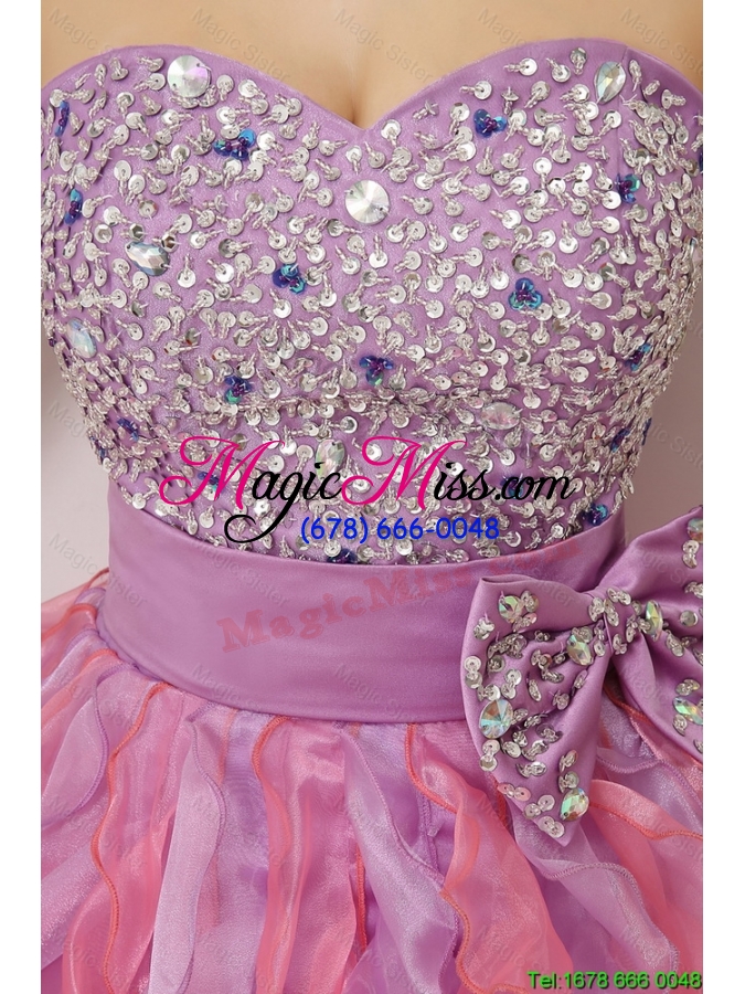wholesale pretty sweetheart bowknot and beaded short prom gowns in multi color