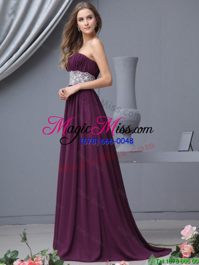 wholesale beautiful strapless laced prom dresses with brush train