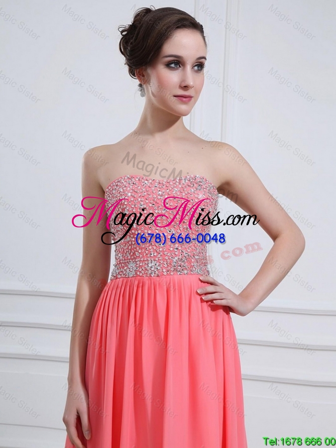 wholesale 2016 popular watermelon sweetheart prom dresses with beading