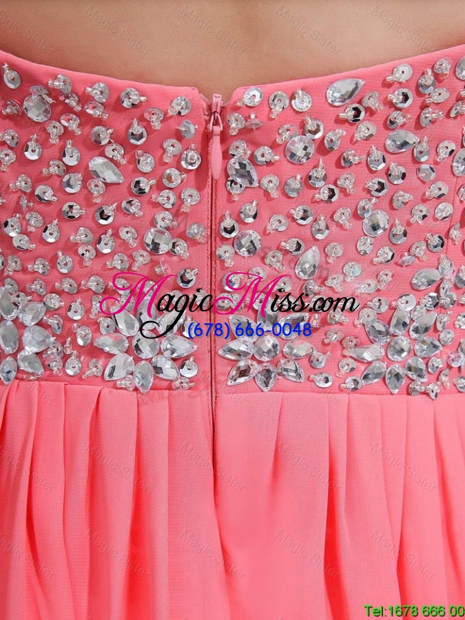 wholesale 2016 popular watermelon sweetheart prom dresses with beading