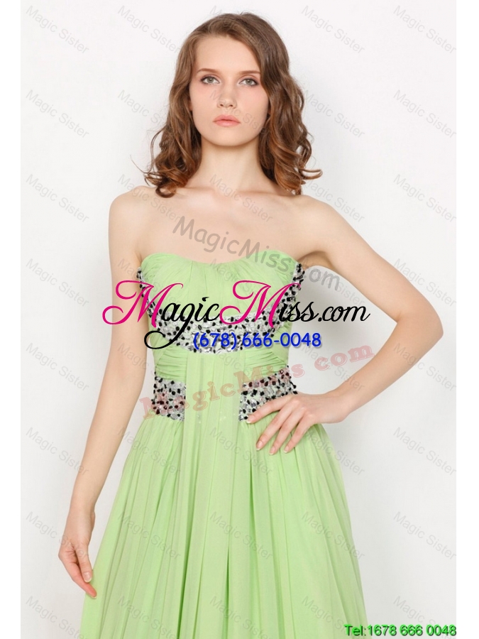 wholesale hot sale strapless brush train prom dresses in apple green