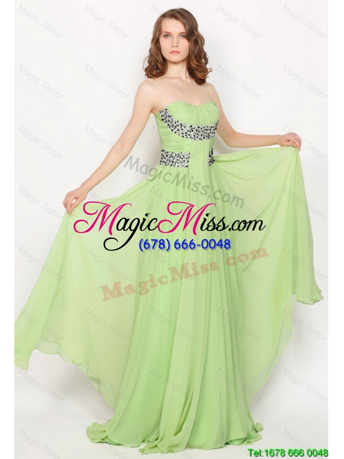 wholesale hot sale strapless brush train prom dresses in apple green