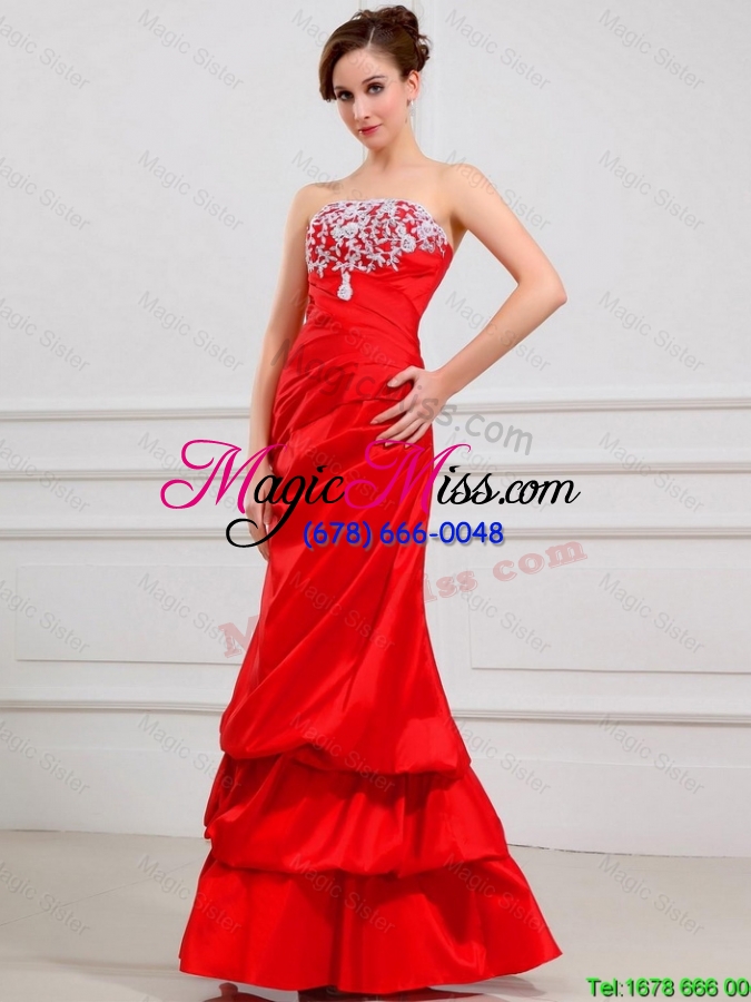 wholesale luxurious column strapless appliques prom dresses in red