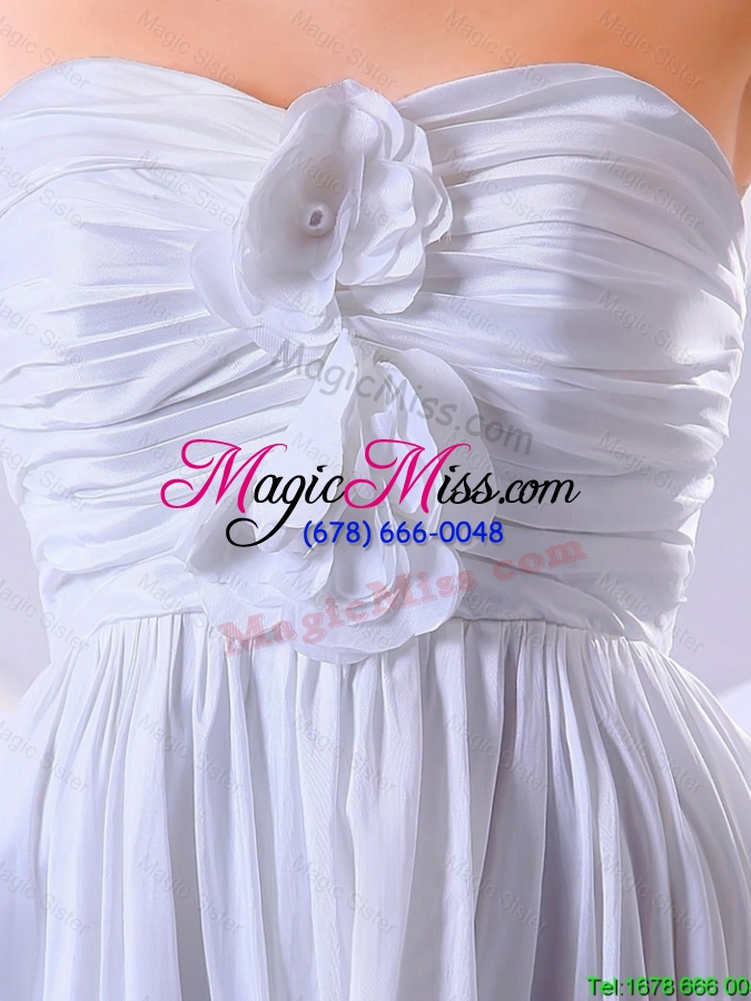wholesale elegant new arrivals hot sale hand made flowers empire prom dresses in white
